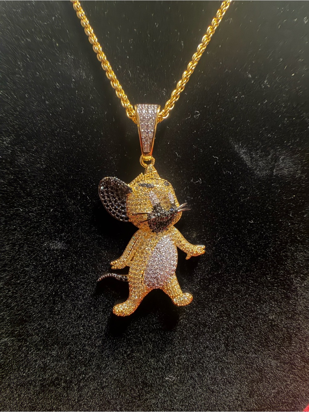Jerry the Mouse Pendant – Full Moissanite | 14K Gold Plated
